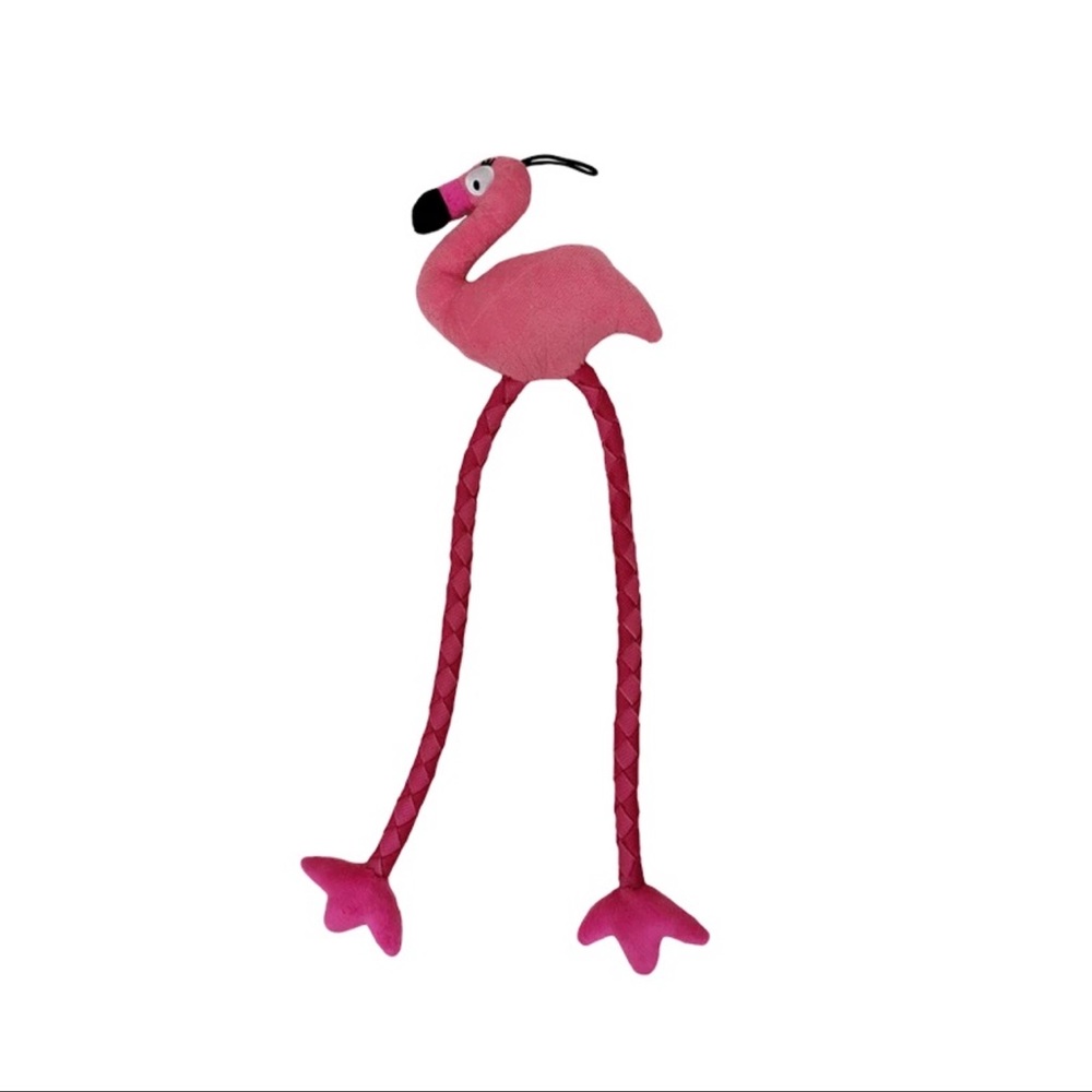 PUPBOX Fred the Flamingo Plush Small Dog Rope Toy in Pink